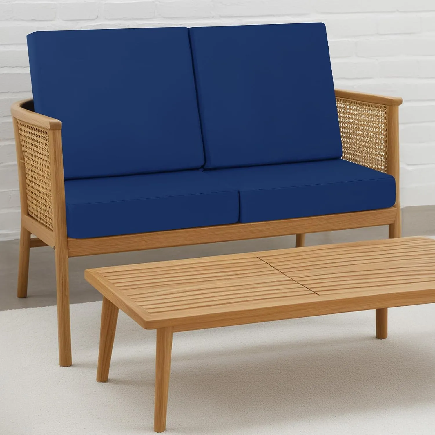 idee-home Outdoor Chair Cushions Set of 4, Waterproof Outdoor Seat Cushions for Patio Furniture, Outside Replacement Chair Pad with Ties for Lawn Deck Porch, 19 x 19 Navy Blue