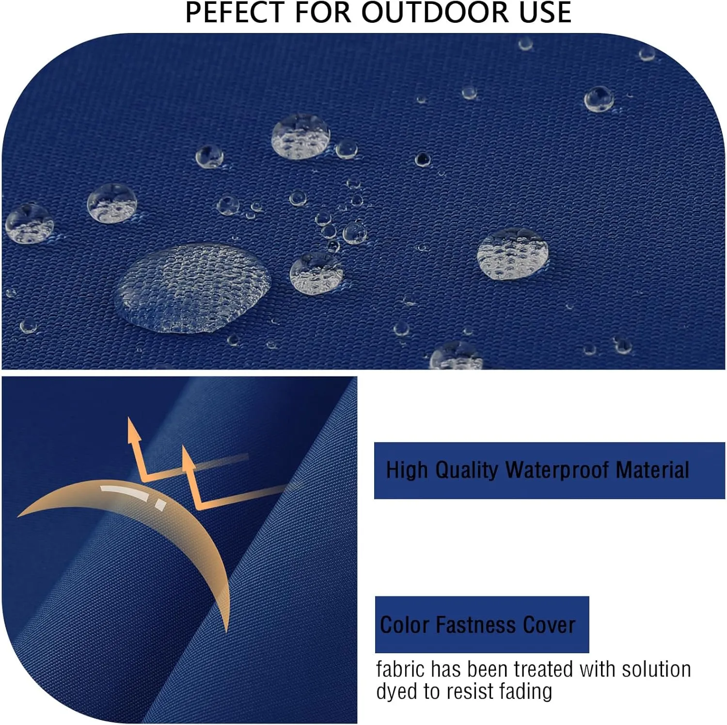 idee-home Outdoor Chair Cushions Set of 4, Waterproof Outdoor Seat Cushions for Patio Furniture, Outside Replacement Chair Pad with Ties for Lawn Deck Porch, 19 x 19 Navy Blue
