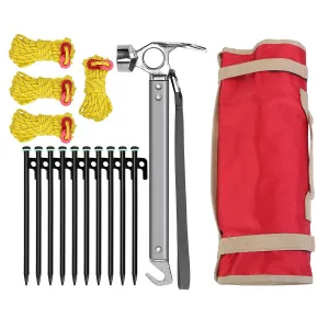 iMounTEK 9.84ft Camping Essentials, Tents for Camping Accessories Kit with Metal Tent Pegs, Reflective Rope for Camping, Hiking, Backpacking