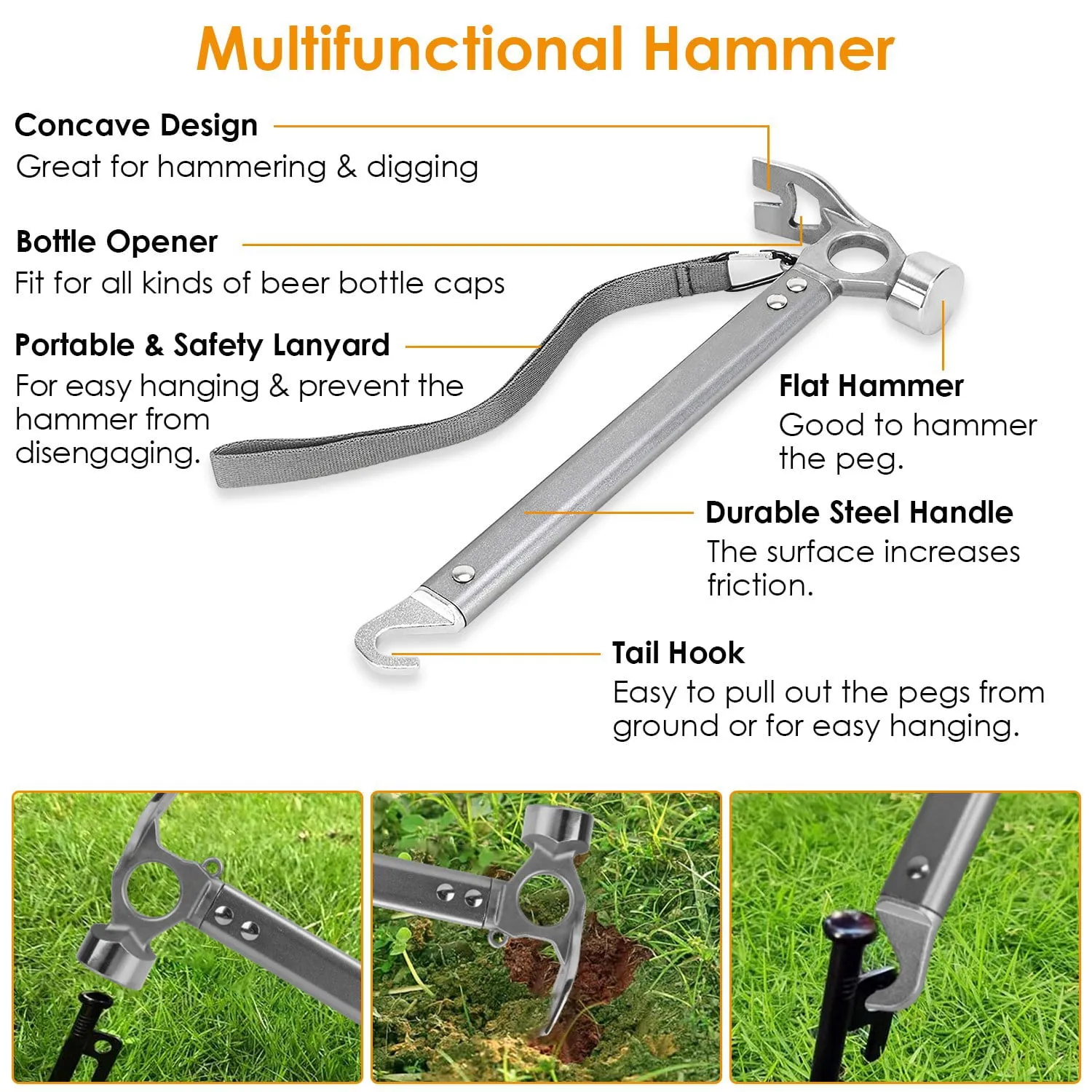 iMounTEK 9.84ft Camping Essentials, Tents for Camping Accessories Kit with Metal Tent Pegs, Reflective Rope for Camping, Hiking, Backpacking