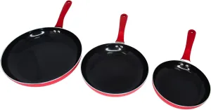 IMUSA Nonstick Ceramic Cookware Set 3-Piece 7in/9in/11in, with Stay-Cool Handles, Aluminum, Red
