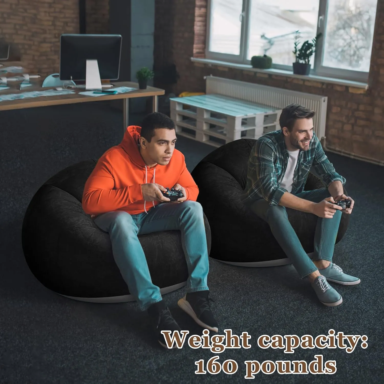Inflatable Bean Bag Chairs Blow up Chairs Camping Chairs Inflatable Lazy Sofa Folding Portable Inflatable Chair for Living Room Bedroom Reading Room(Black,2 Pcs)