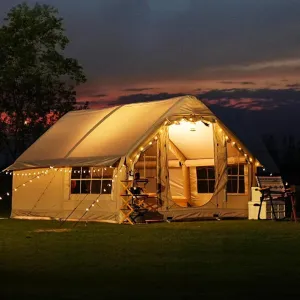 Inflatable Camping Tent with Pump, Easy Setup 2-8 Person Blow Up Tent, Waterproof Luxury Inflatable Tent with Mesh Windows, Doors, Hook and Carry Bag,Grey1