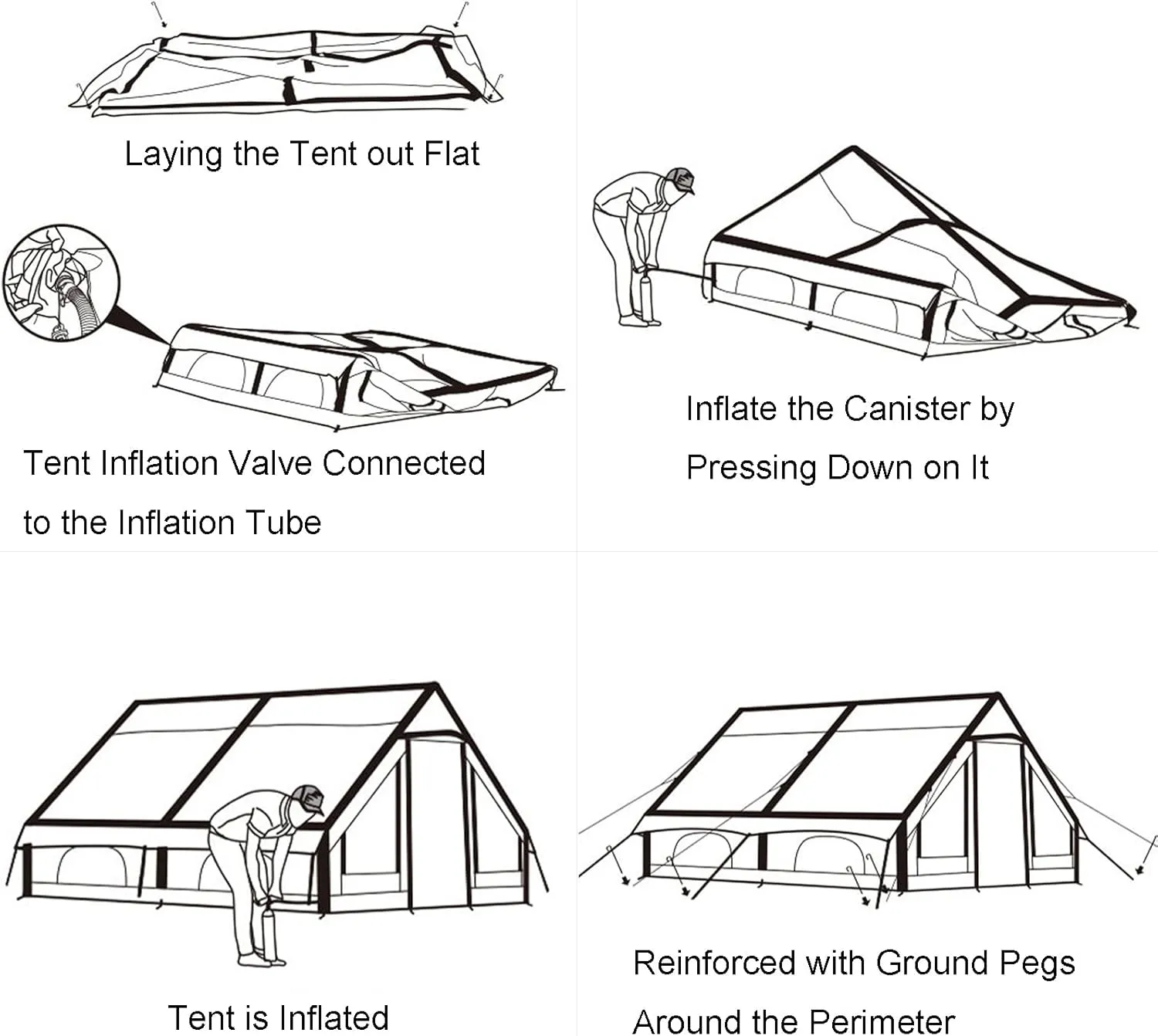 Inflatable Camping Tent with Pump,Large Outdoor Yurt Tents for Camping Waterproof Easy Setup - Canvas Hot Tents 4-8 Person Air Blow Up Tent Cabin - 4 Season Family Camping Tents