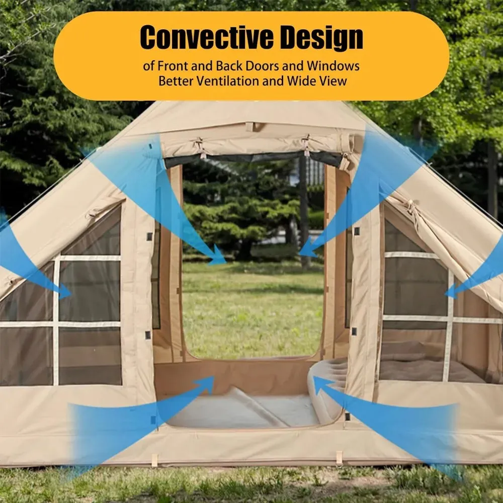 Inflatable Camping Tents with Pump - Easy Setup Waterproof and Windproof Blow-up Tent for Glamping