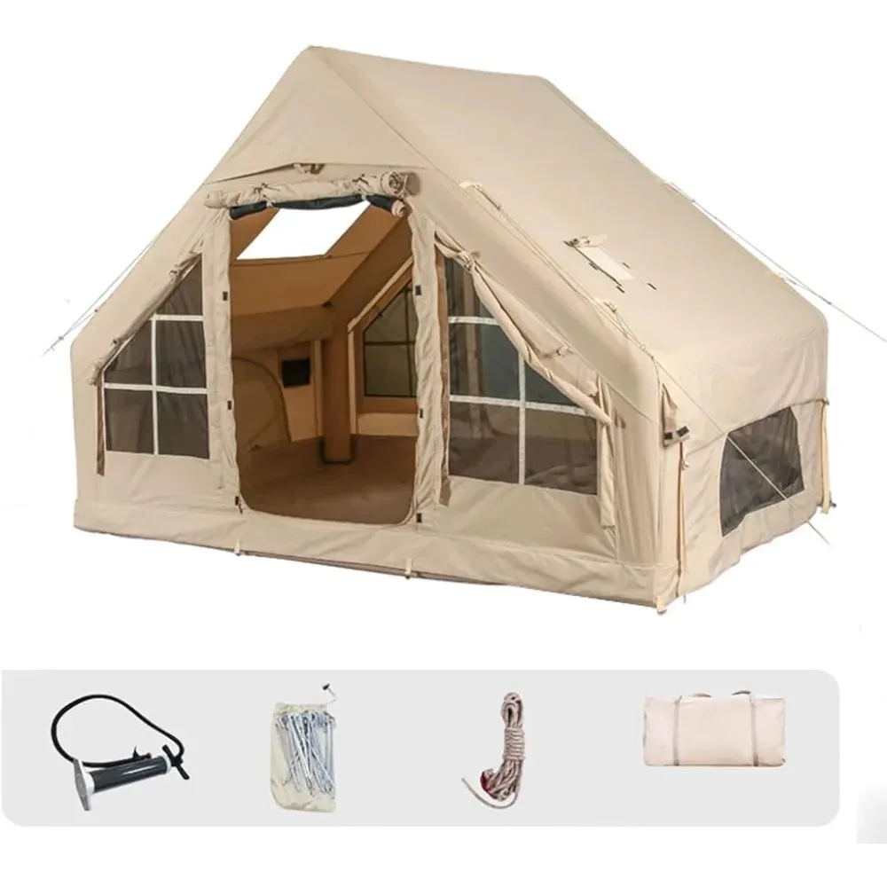 Inflatable Camping Tents with Pump - Easy Setup Waterproof and Windproof Blow-up Tent for Glamping
