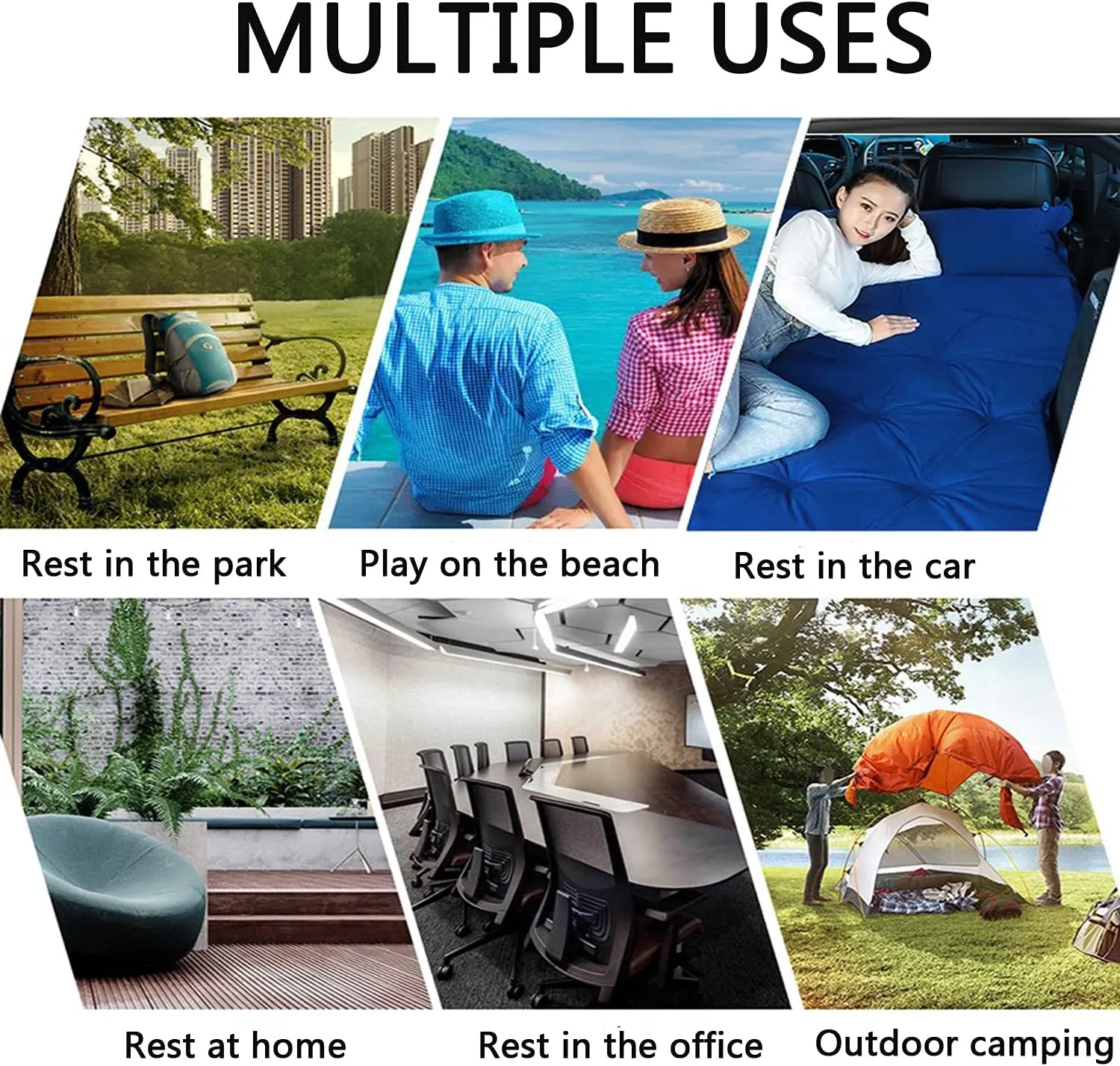Inflatable Car Air Mattress Back Seat Bed,Portable Car Travel Sleeping Camping Air Mattress Blow Up Bed for Car Universal SUV