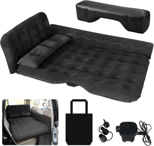 Inflatable Car Air Mattress Car Air Mattress SUV Air Mattress Car Mattress Back Seat Inflatable Bed Portable Foldable Car Air Bed SUV Sleeping Pad Car Bed Mattress Inflatable Car Mattress -BLACK