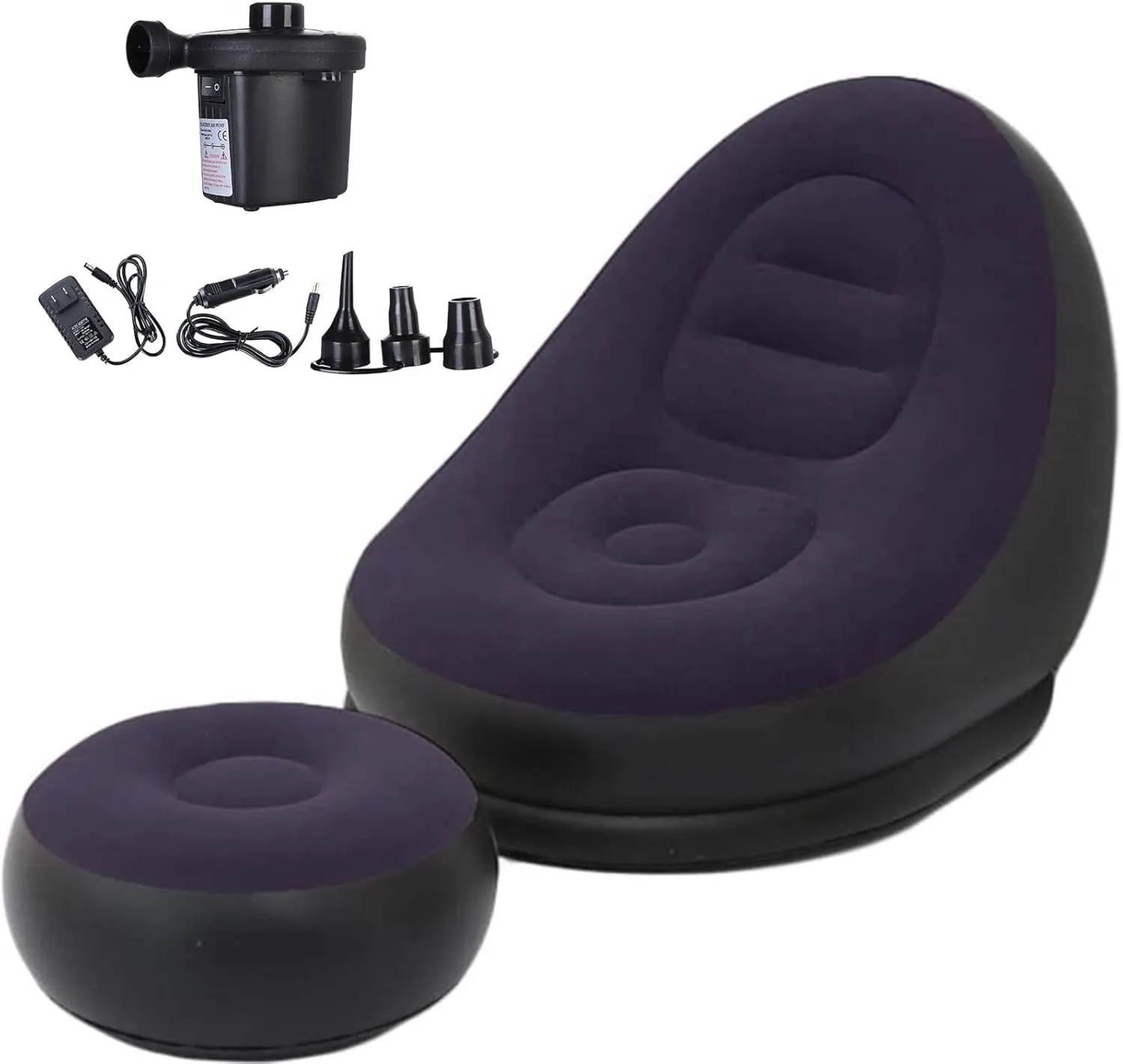 Inflatable Chair with Foot Mat,Blow Up Couch,Inflatable Sofa,Outdoor Recliner,Pure Color Flocking Sofa,Inflatable Folding Sofa,Suitable for Outdoor Camping,Family Dinner,Living Room Bedroom Balcony