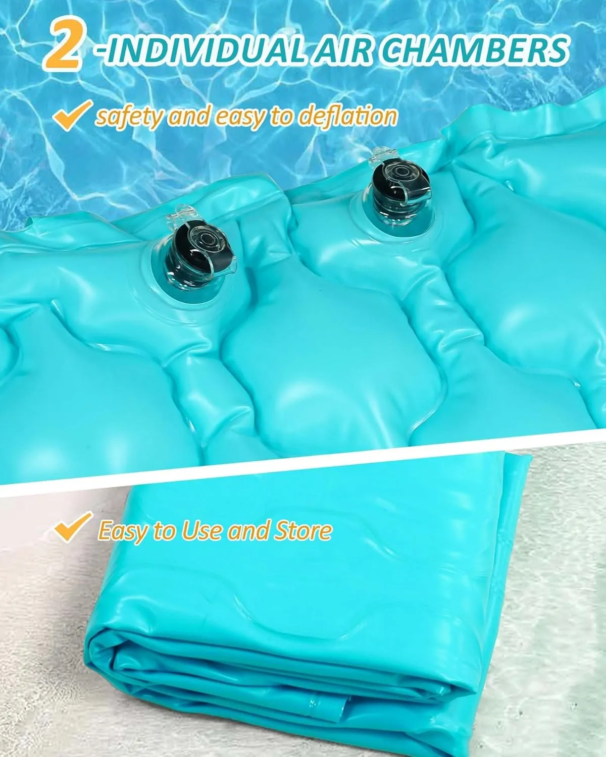 Inflatable Floating Mat, 102" x 72" X-Large Lake Floats with Water Hammock for Beach, Swimming Pool Party, and Family Fun (Blue)