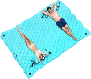 Inflatable Floating Mat, 102" x 72" X-Large Lake Floats with Water Hammock for Beach, Swimming Pool Party, and Family Fun (Blue)
