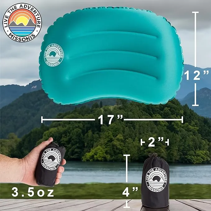 Inflatable Pillow for Camping - Lightweight, Compact, Compressible, Waterproof, Adjustable Firmness Camping Pillow, for Sleeping During Travel, Backpacking, Hiking, and Outdoor Adventure