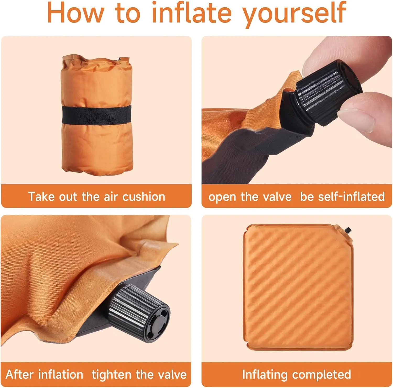 Inflatable Seat Cushion, Portable Airplane Stadium Bleacher Sitting Pad, Lightweight Self-Inflatable Moisture and Water Resistant Camping Chair Mat for Office Car Outdoor