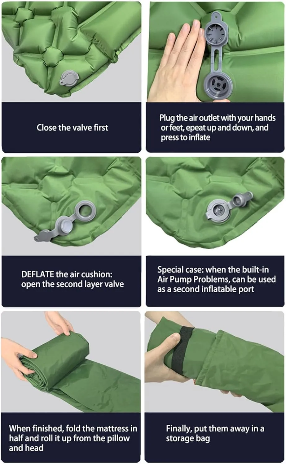 Inflatable Sleeping Pad for Camping | Waterproof Blow Up Air Mattress, Foldable Outdoor Equipment for Single Person Hiking