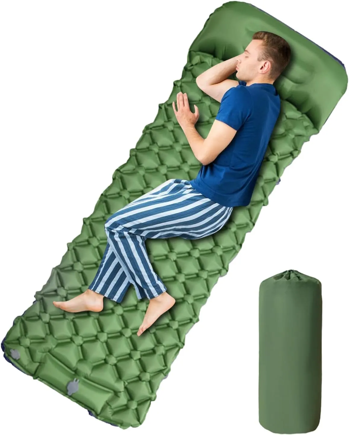 Inflatable Sleeping Pad for Camping | Waterproof Blow Up Air Mattress, Foldable Outdoor Equipment for Single Person Hiking
