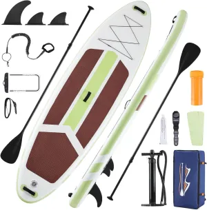 Inflatable Stand Up Paddle Board 10'6" with Premium SUP Paddleboard Accessories, Wide Stable Anti-Slip EVA Deck Design, Blow Up Surfboard for Youth & Adults of All Skill Levels