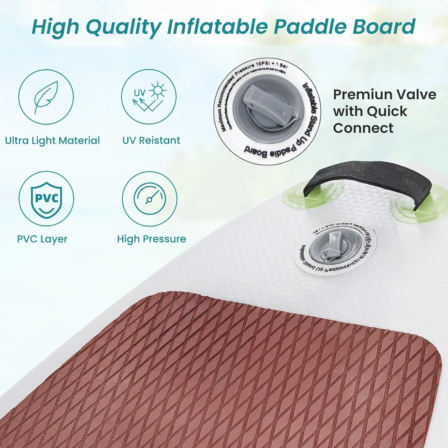 Inflatable Stand Up Paddle Board 10'6" with Premium SUP Paddleboard Accessories, Wide Stable Anti-Slip EVA Deck Design, Blow Up Surfboard for Youth & Adults of All Skill Levels