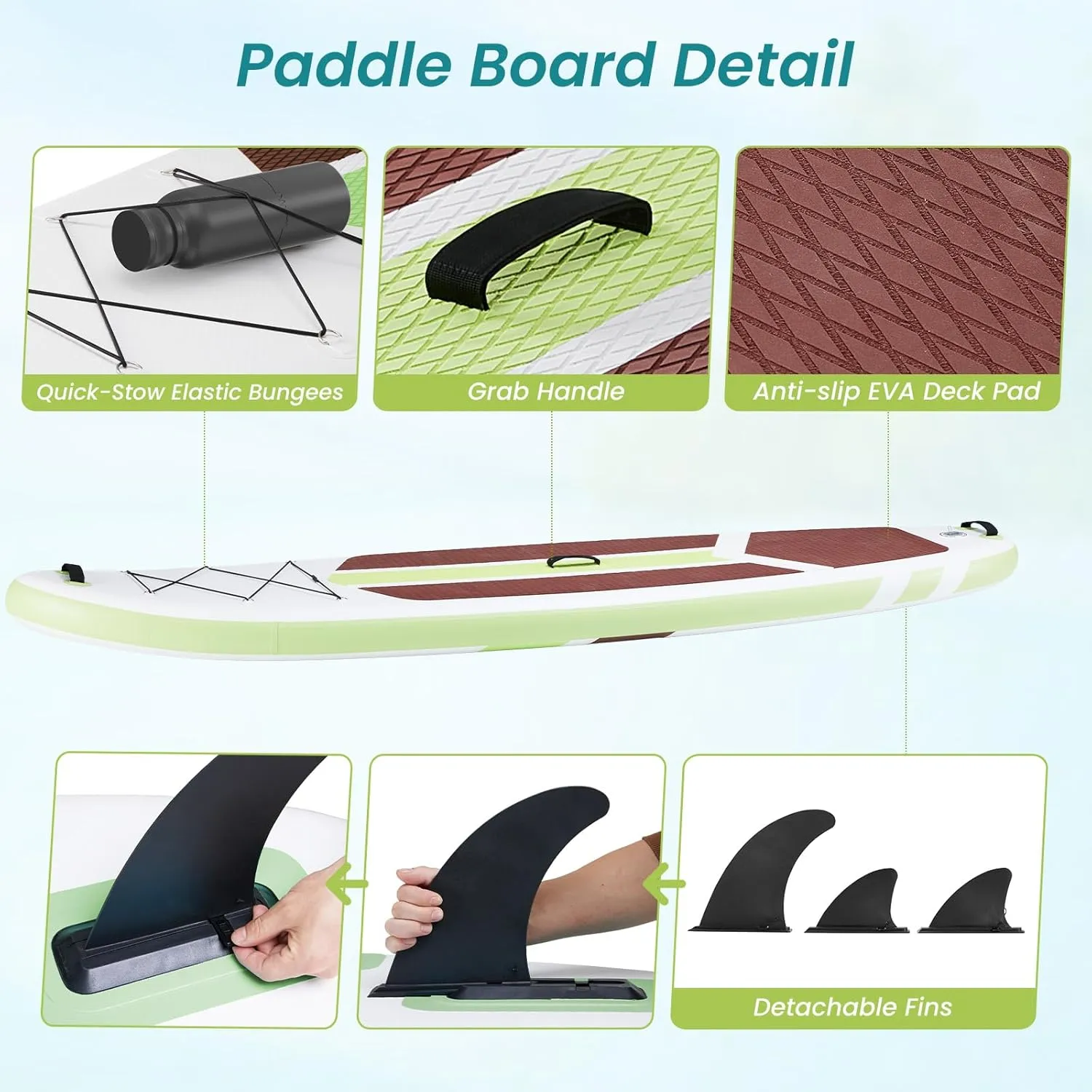 Inflatable Stand Up Paddle Board 10'6" with Premium SUP Paddleboard Accessories, Wide Stable Anti-Slip EVA Deck Design, Blow Up Surfboard for Youth & Adults of All Skill Levels