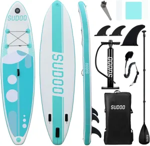 Inflatable Stand Up Paddle Board 10‘6‘‘x33‘‘- Ultra-Light SUP with Backpack, Pump, Paddle, Coil Leash, 3 Fins, Repair Kit, Stable Design, Non-Slip EVA Deck for Adults & Youth