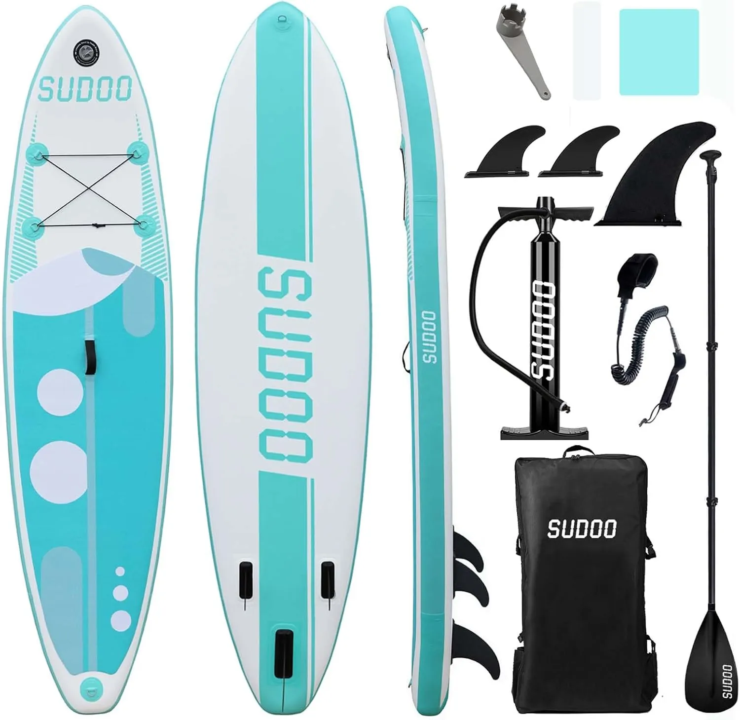 Inflatable Stand Up Paddle Board 10‘6‘‘x33‘‘- Ultra-Light SUP with Backpack, Pump, Paddle, Coil Leash, 3 Fins, Repair Kit, Stable Design, Non-Slip EVA Deck for Adults & Youth