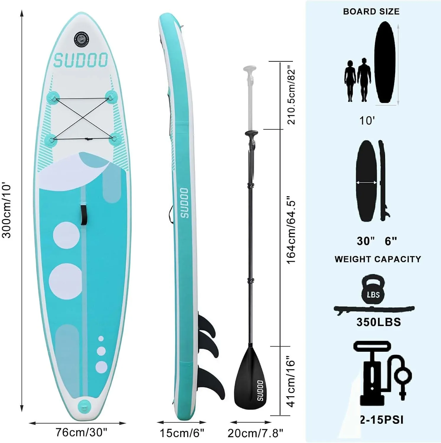 Inflatable Stand Up Paddle Board 10‘6‘‘x33‘‘- Ultra-Light SUP with Backpack, Pump, Paddle, Coil Leash, 3 Fins, Repair Kit, Stable Design, Non-Slip EVA Deck for Adults & Youth