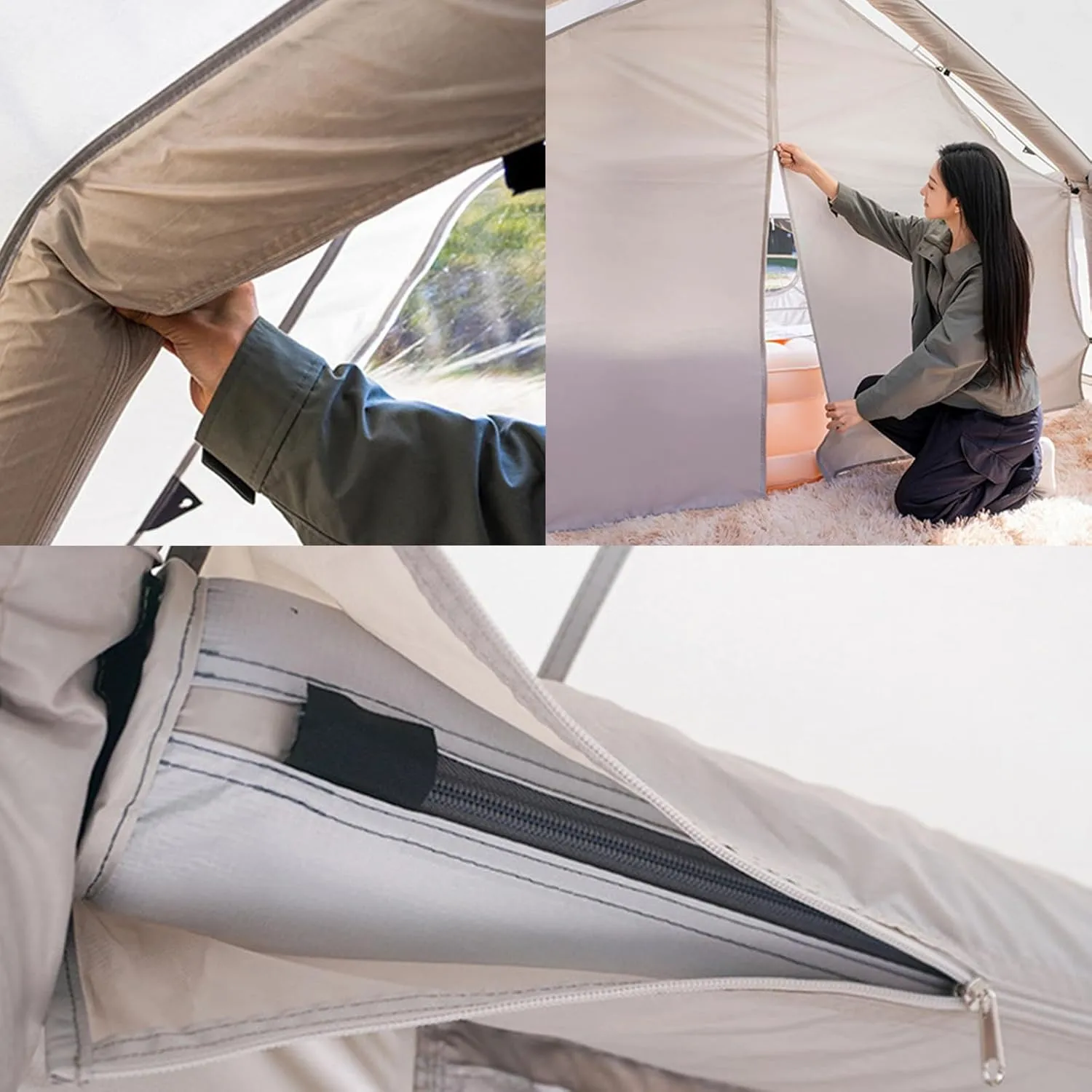 Inflatable Tents for Camping 6-8 Person,Pop Up Blow Up Tent with Chimney Opening Skylight,4 Season Glamping Tents Large Outdoor Family Luxury Big Air House Tent