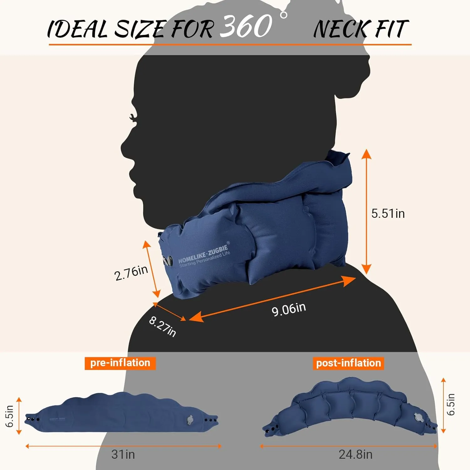Inflatable Travel Pillow for Airplane, Inflatable Neck Pillow Airplane for Travel Office Nap Neck Support, Buy 1 Get 3 Professional Sleeping Eye Mask and Highly Silent