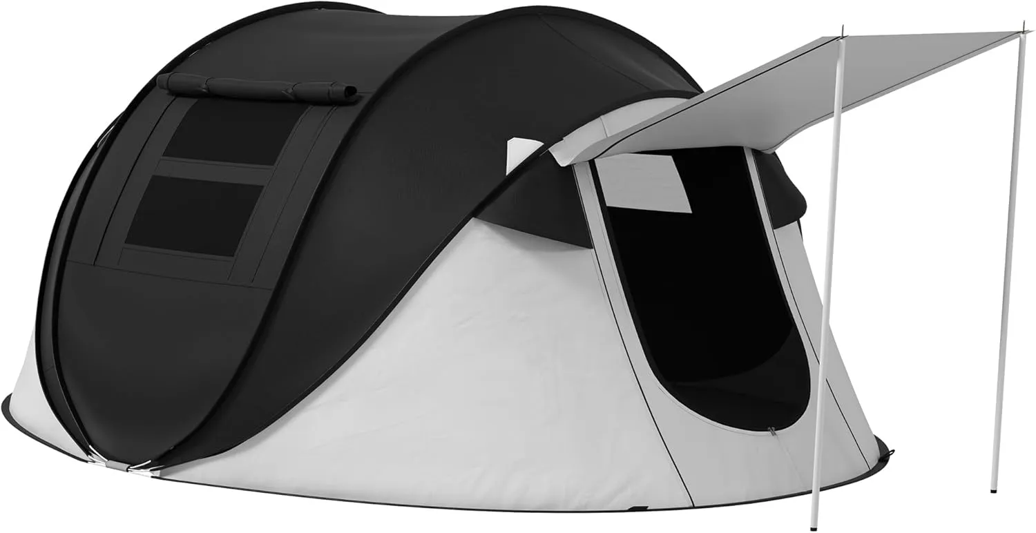 Instant Camping Tent, 3000mm Waterproof, 2-3 Person, with Porch and Carry Bag- Black