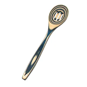 Island Bamboo 12" Pakka Wood Slotted Spoon Blue