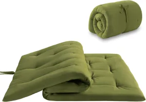 Japanese Floor Futon Mattress Queen Size 60"x 80", Foldable Floor Bed Mattress, Portable Tatami Mat Sleeping Pad, Folding Futon Cushion, Roll Up Floor Lounger for Guest Room Dormitory (Green)