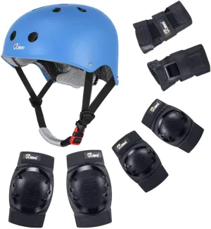 JBM Skating Protective Gear Adult Skateboard Helmet Knee and Elbow Pads with Wrist Guards for Inline Roller Skating, Skateboarding, Scootering