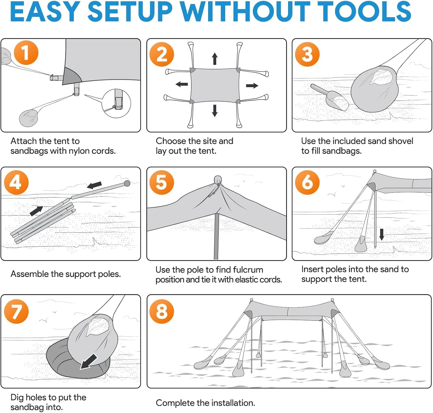 Jellyfish Beach Tent Canopy, 10 x 10 FT, UPF50  Sun Protection, Windproof, Easy Setup, Portable, 8 Person Capacity