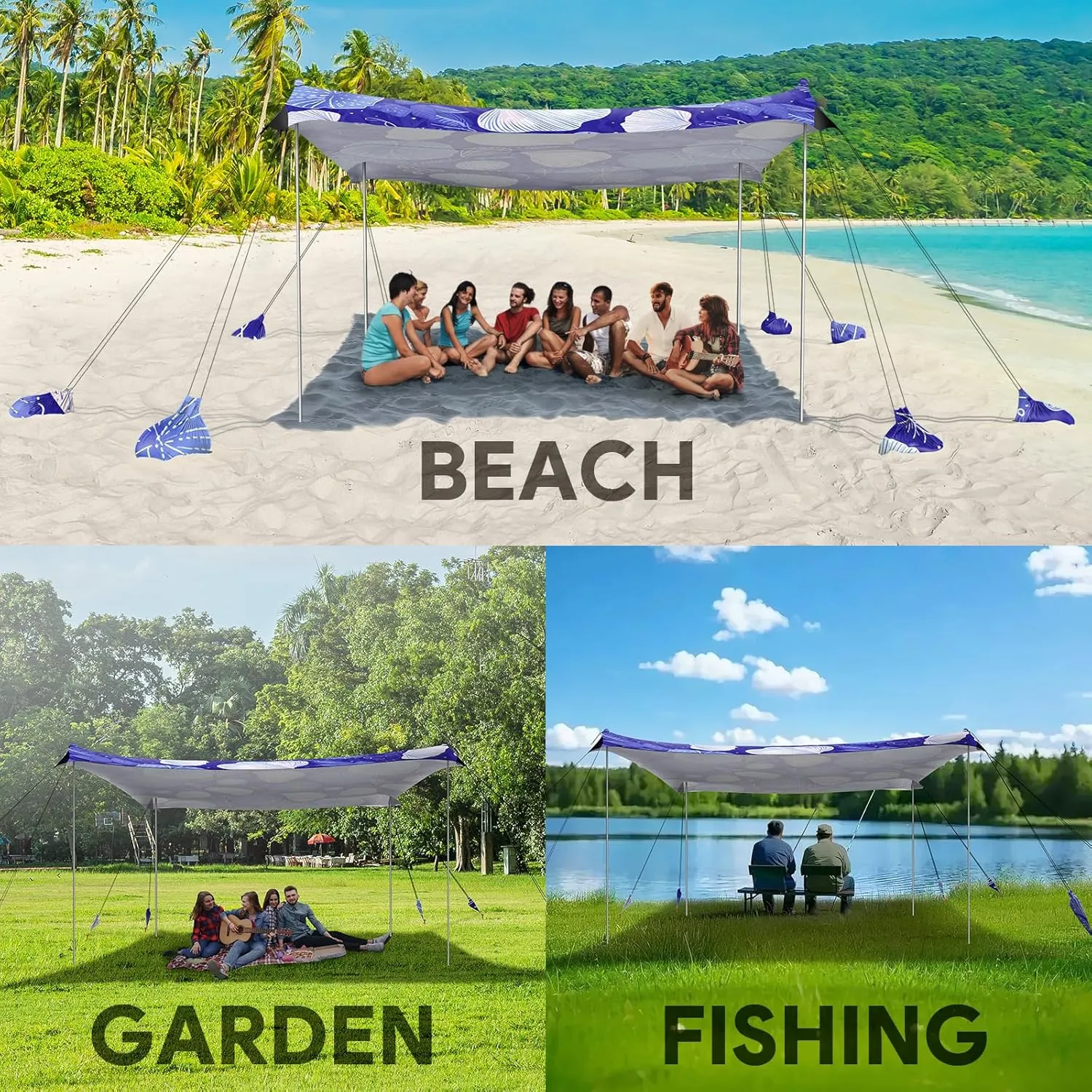 Jellyfish Beach Tent Canopy, 10 x 10 FT, UPF50  Sun Protection, Windproof, Easy Setup, Portable, 8 Person Capacity