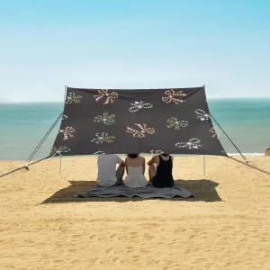 Jeweled Golden Bows Beach Canopy Tent Anti-UV & Wind Resistant, Camping Sun Shelter Easy Setup Portable,Outdoor Shade Tents with Sandbags,Sand Shovels,Ground Pegs & Stability Poles