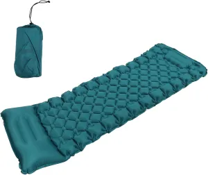 JUOPZKENN Sleeping Pad,Camping Mattress,Ergonomic Foot Operated Inflatable Sleeping Pad,Curved Pillow Quadrilateral Sleeping Pad for Office Outdoor Camping Use,Peacock Blue