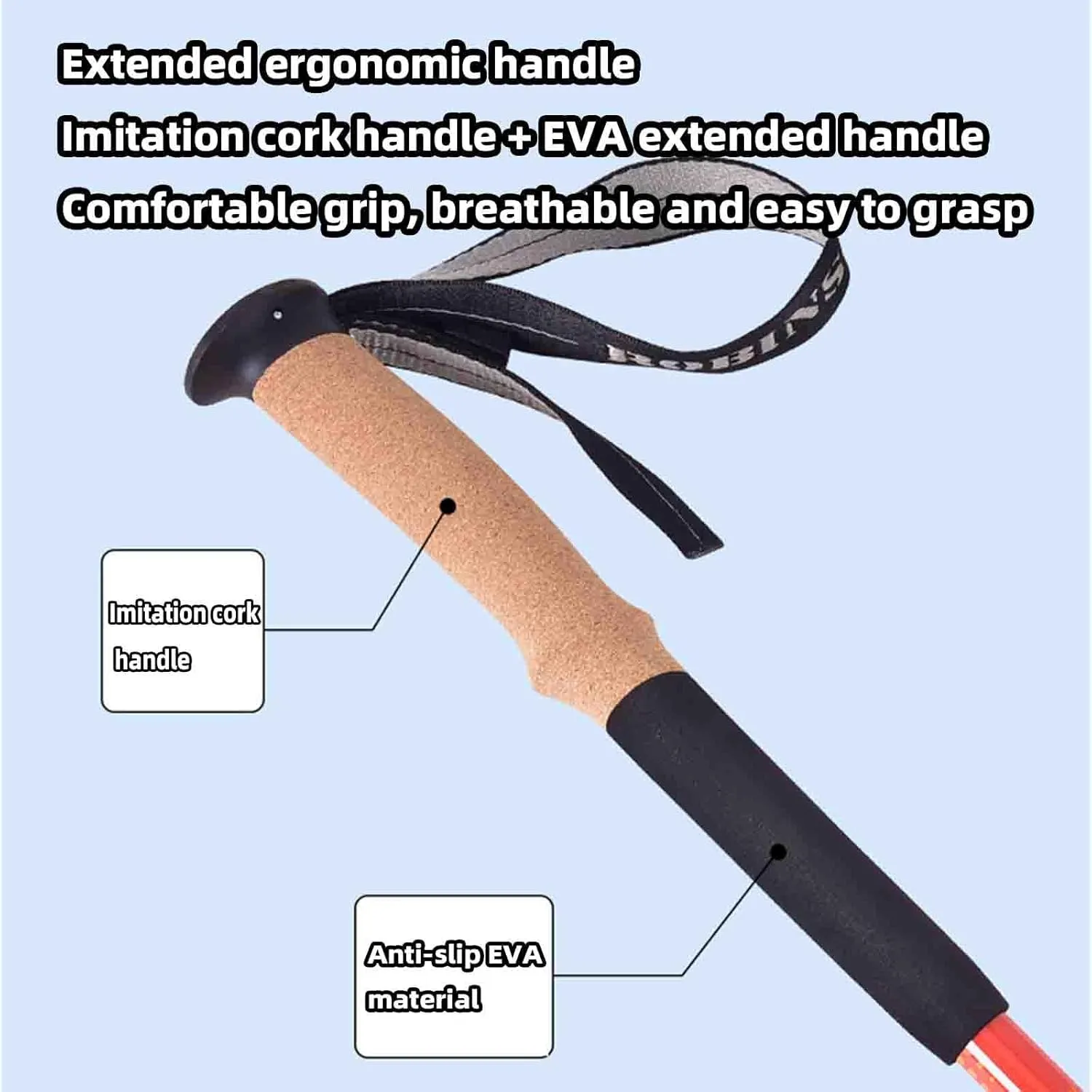 JUSHZ Walking Poles Walking Stick Hiking Poles Collapsible Lightweight Trekking Poles Wrist Strap for Seniors for Men Outdoor Telescopic Crutches for Adults with Handles 3 Sections