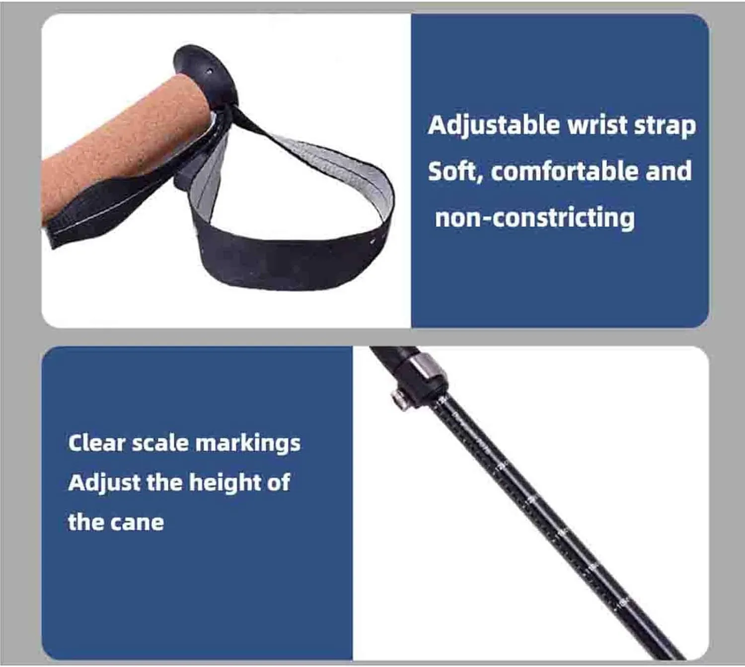 JUSHZ Walking Poles Walking Stick Hiking Poles Collapsible Lightweight Trekking Poles Wrist Strap for Seniors for Men Outdoor Telescopic Crutches for Adults with Handles 3 Sections
