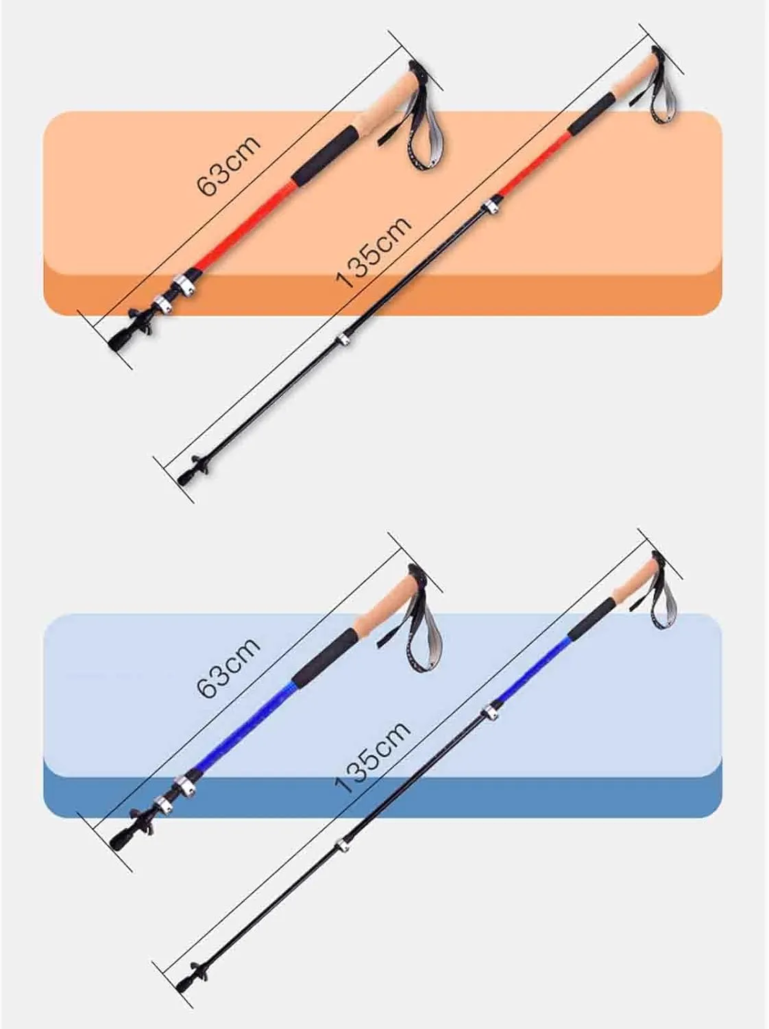 JUSHZ Walking Poles Walking Stick Hiking Poles Collapsible Lightweight Trekking Poles Wrist Strap for Seniors for Men Outdoor Telescopic Crutches for Adults with Handles 3 Sections