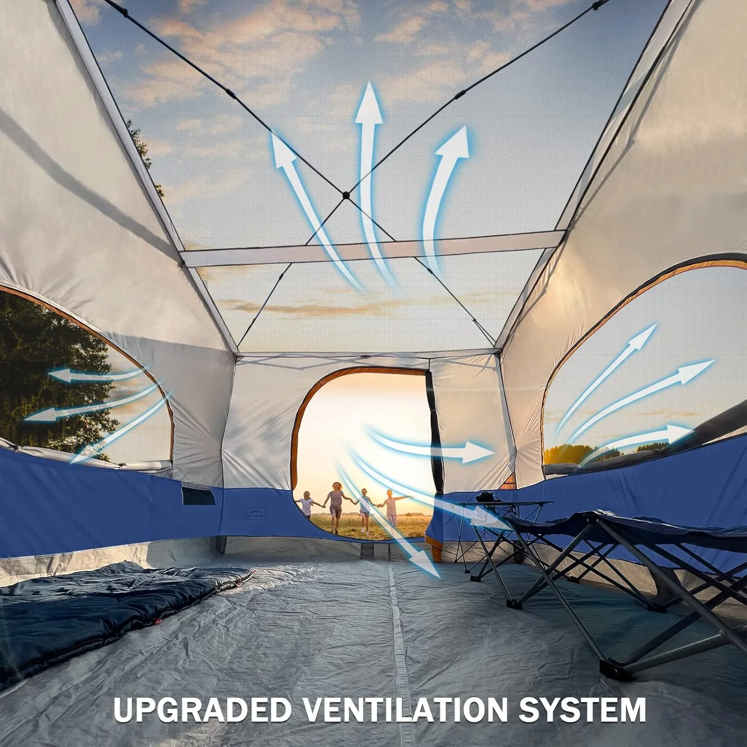 KAMPKEEPER Camping Inner Tent for Pop Up CanopyConverts 10'x10' Canopy into Camping TentFully Vented Roof, Navy Blue