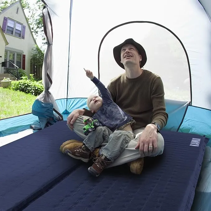 KAMUI Self Inflating Sleeping Pad - 2 Inch Thick Camping Pad Connectable with Multiple Mats for Tent and Family Camping (Blue)