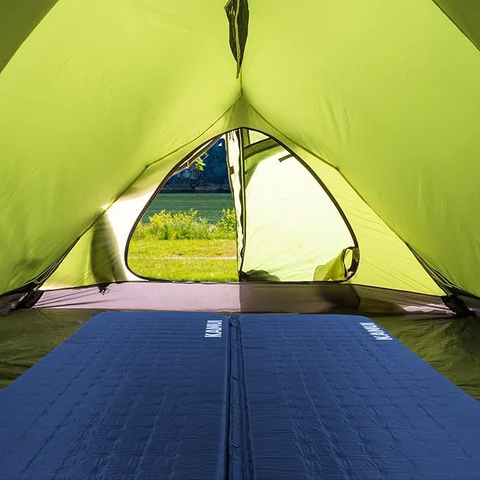 KAMUI Self Inflating Sleeping Pad - 2 Inch Thick Camping Pad Connectable with Multiple Mats for Tent and Family Camping (Blue)