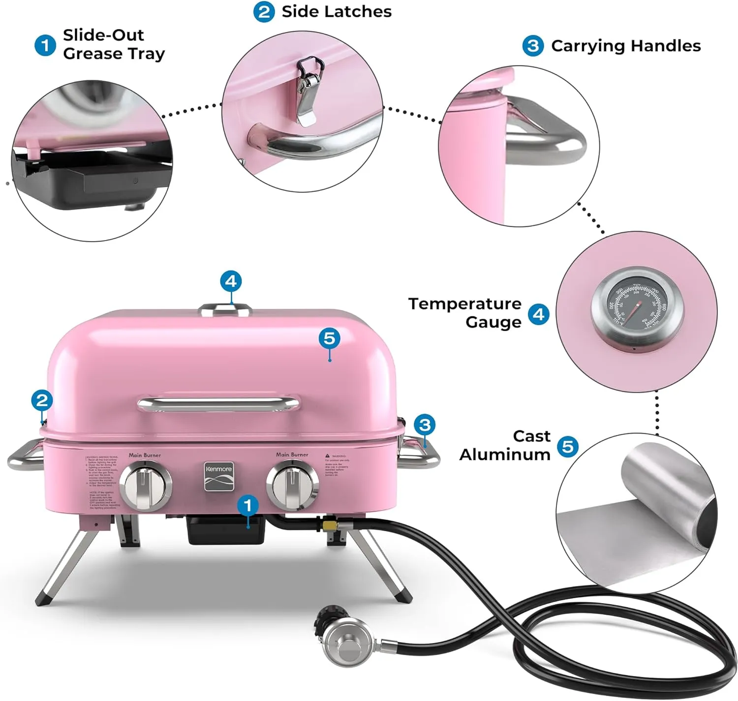 Kenmore 2-Burner Portable Tabletop Retro Gas Grill