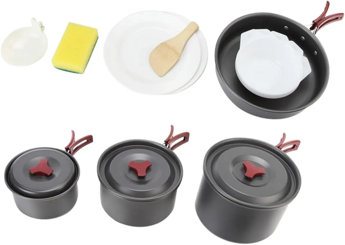 KESYOO 1Set Folding Pot Camping Cookware Outdoor Cooking Kit for Picnics and Camping Lightweight and Portable Cookware for Hiking Backpacking and Campfire Cooking