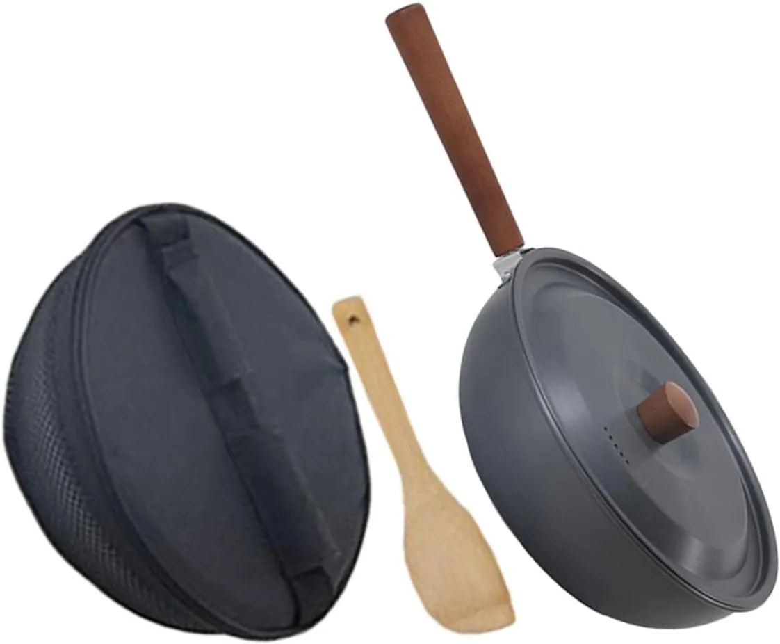 KESYOO 1Set Portable Camping Fry Pan Detachable Aluminum Alloy Frying and Boiling Pan for Outdoor Cooking Picnics and Hiking with Spatula and Storage Bag Camping