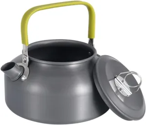 Kettle for Stove top 0.8L/27OZ Camping Kettle Camp Tea Coffee Pot Aluminum Outdoor Hiking Gear Portable Teapot Lightweight with Green Handle Kitchen Supplies Teapots (Green)