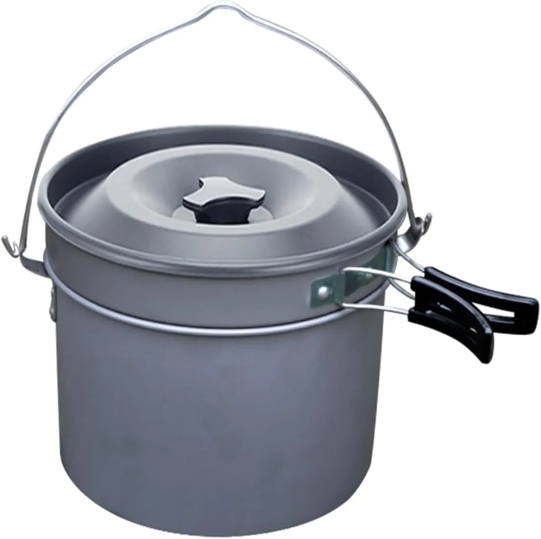 KICHOUSE Camping Cookware Set Lightweight Portable Pot for 5-6 People Non-Stick Pot Griddle