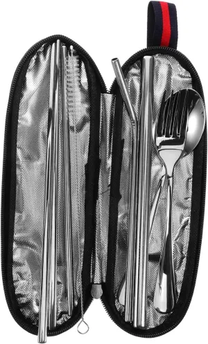KICHOUSE Camping Plate Set Portable Camping Tableware Stainless Steel Travel Utensils Utensils Set for Outdoor