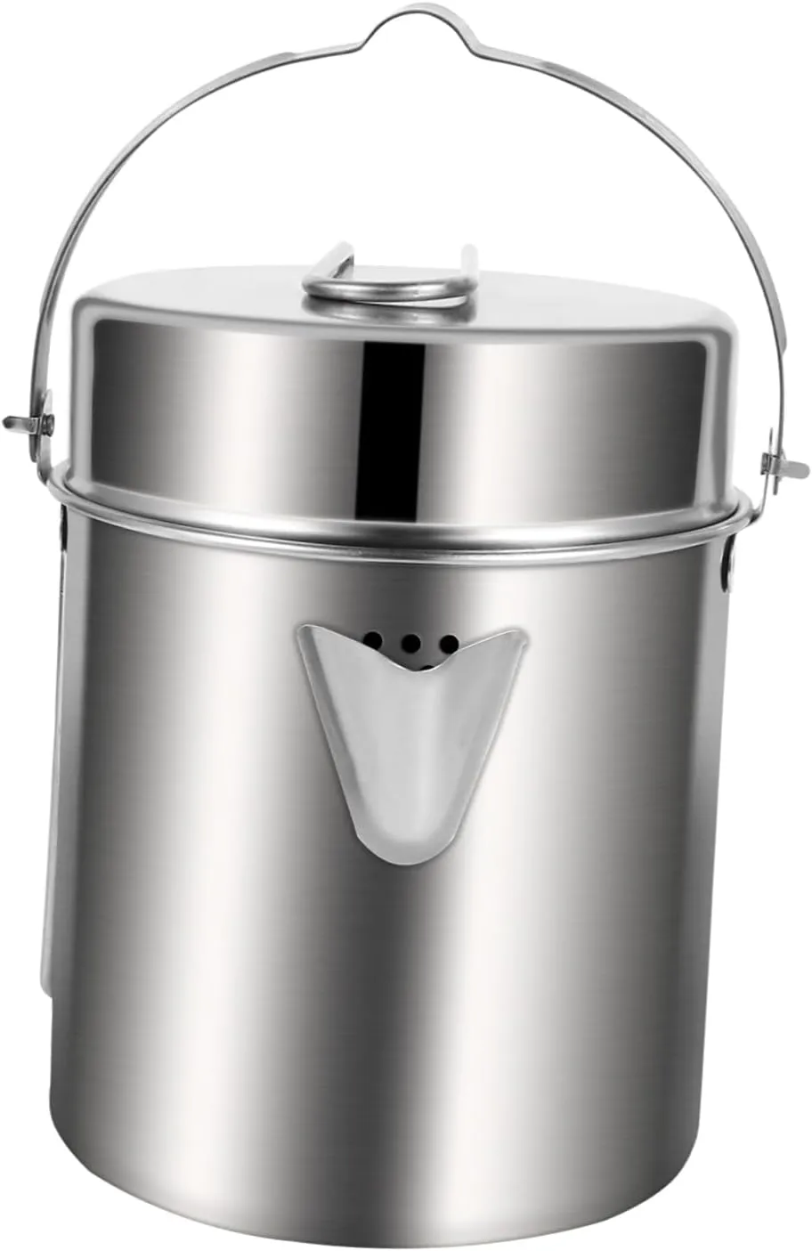 KICHOUSE Outdoor Pot High Lid 1 Set Stainless Steel Camping Pot for Camping Mountaineering Picnic Cooking