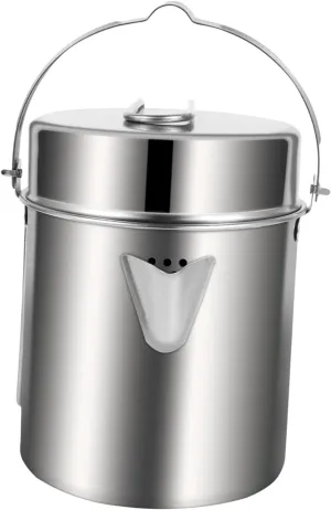 KICHOUSE Outdoor Pot High Lid 1 Set Stainless Steel Camping Pot for Camping Mountaineering Picnic Cooking