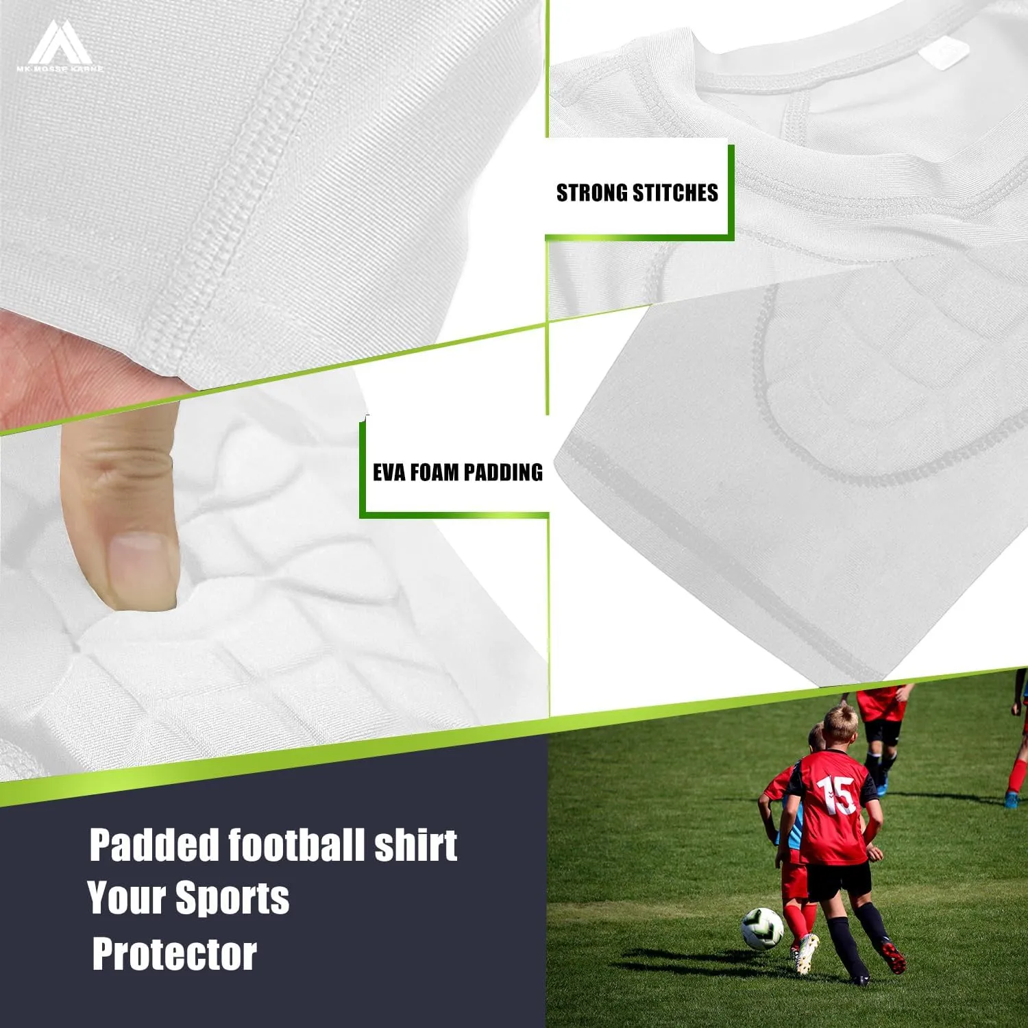 Kids Boys Football Padded Shirt Chest Protector Football Rib Protectors 6-Pads Baseball Basketball Heart Guard Protective Shirt